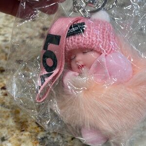 Adorable Pink Plush Doll Keychain